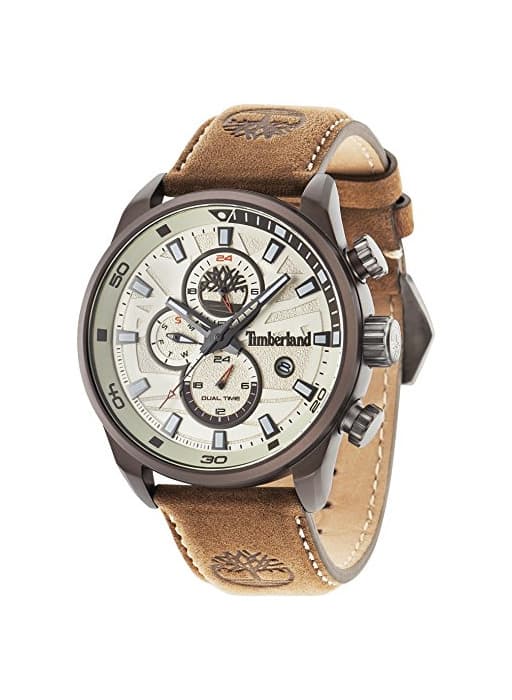 Moda Timberland Henniker II - Reloj de hombre de cuarzo beige con esfera analógica pantalla