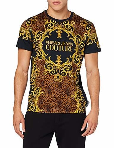 Moda Versace Jeans Couture Man T-Shirt Camiseta, Negro