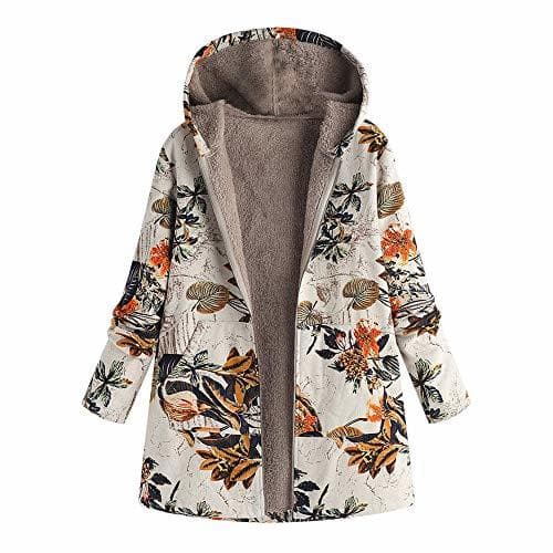 Moda Abrigos para Mujer Invierno Chaqueta Suéter Floral Bolsillos con Capucha Jersey Tallas