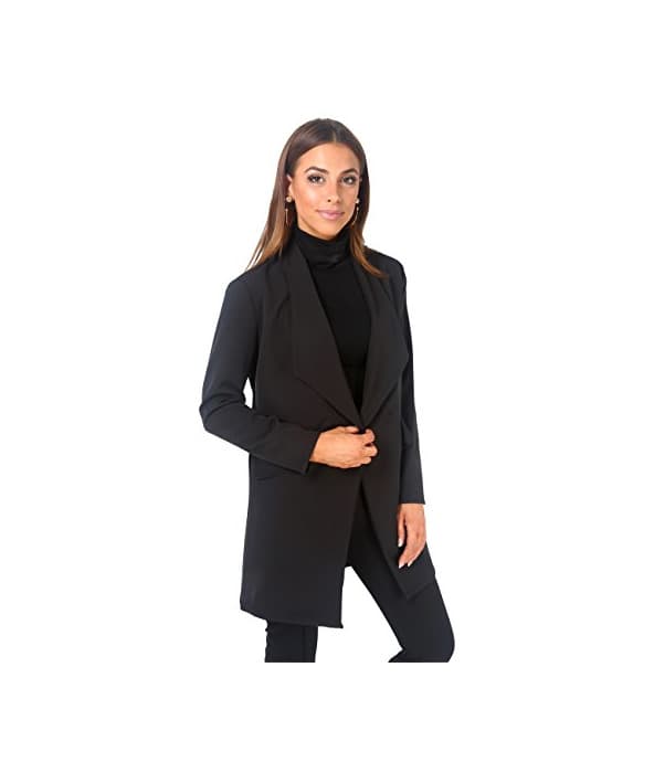 Moda KRISP Blazer Mujer Largo Boyfriend Chaqueta Larga Elegante Talla Grande Boda,