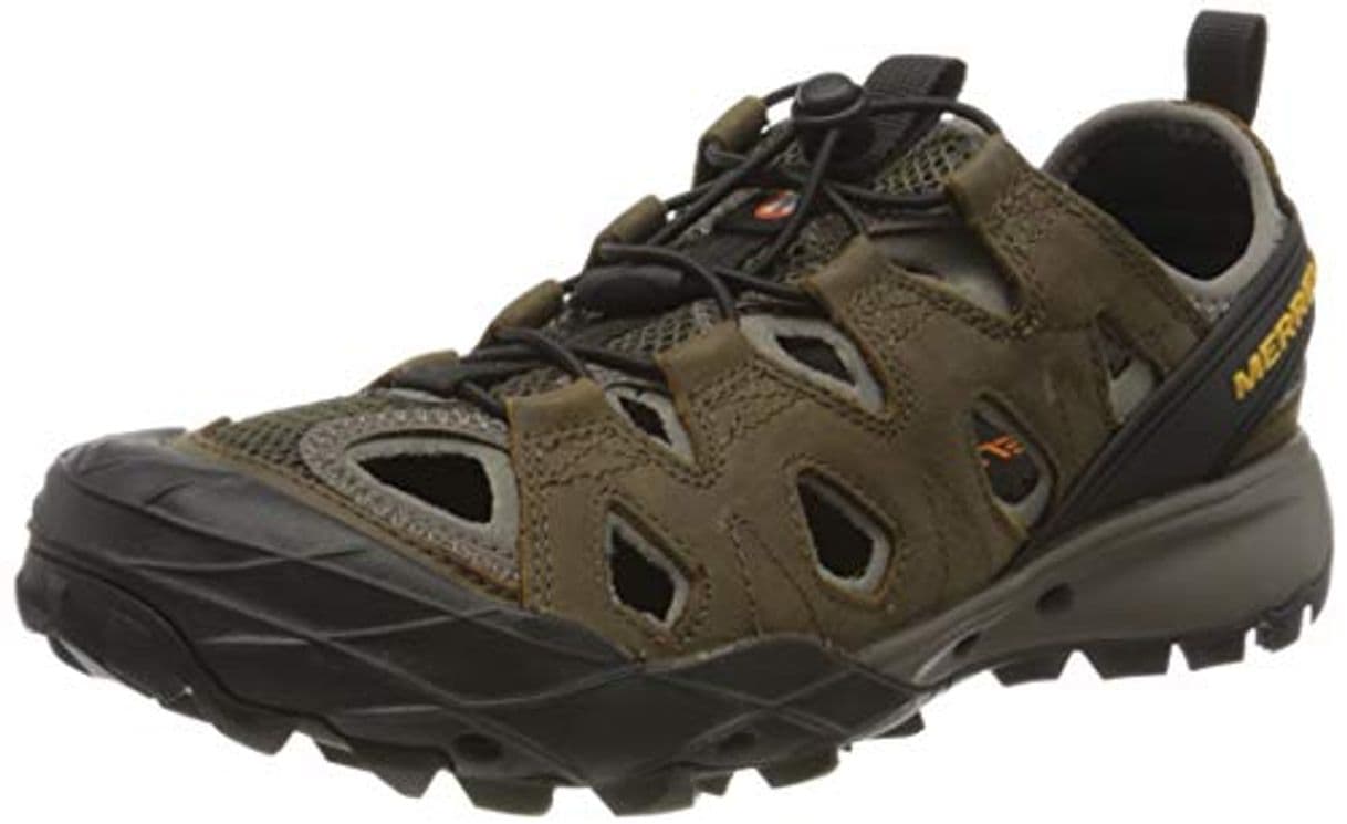 Moda Merrell Choprock Leather Shandal, Zapatillas Impermeables para Hombre, Marrón