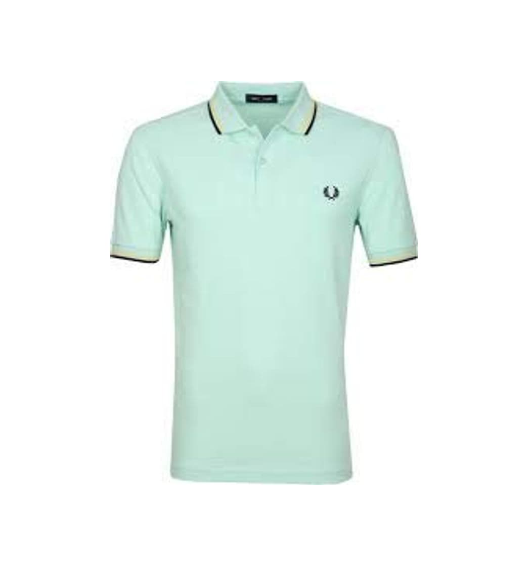 Moda Fred Perry Twin Tripped Shirt Camisa de Tenis, Misty Jade