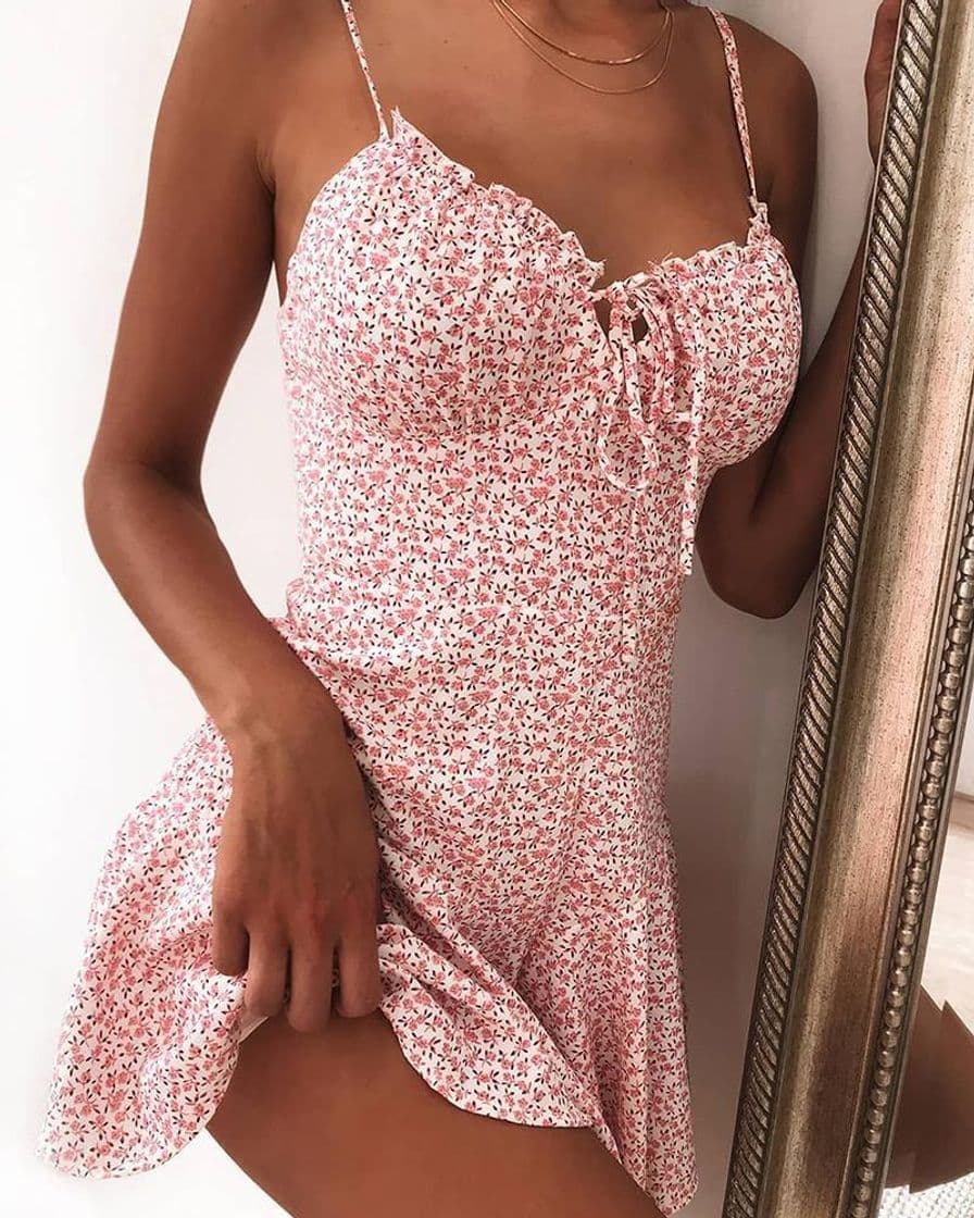 Fashion Floral Print Tie Front Mini Dress