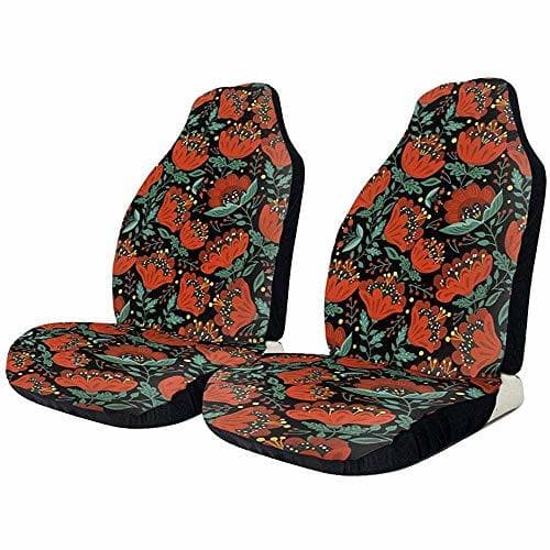 Product fingww Fundas De Asiento De Carro Patrón Retro RAD Flowers Elástico Juego