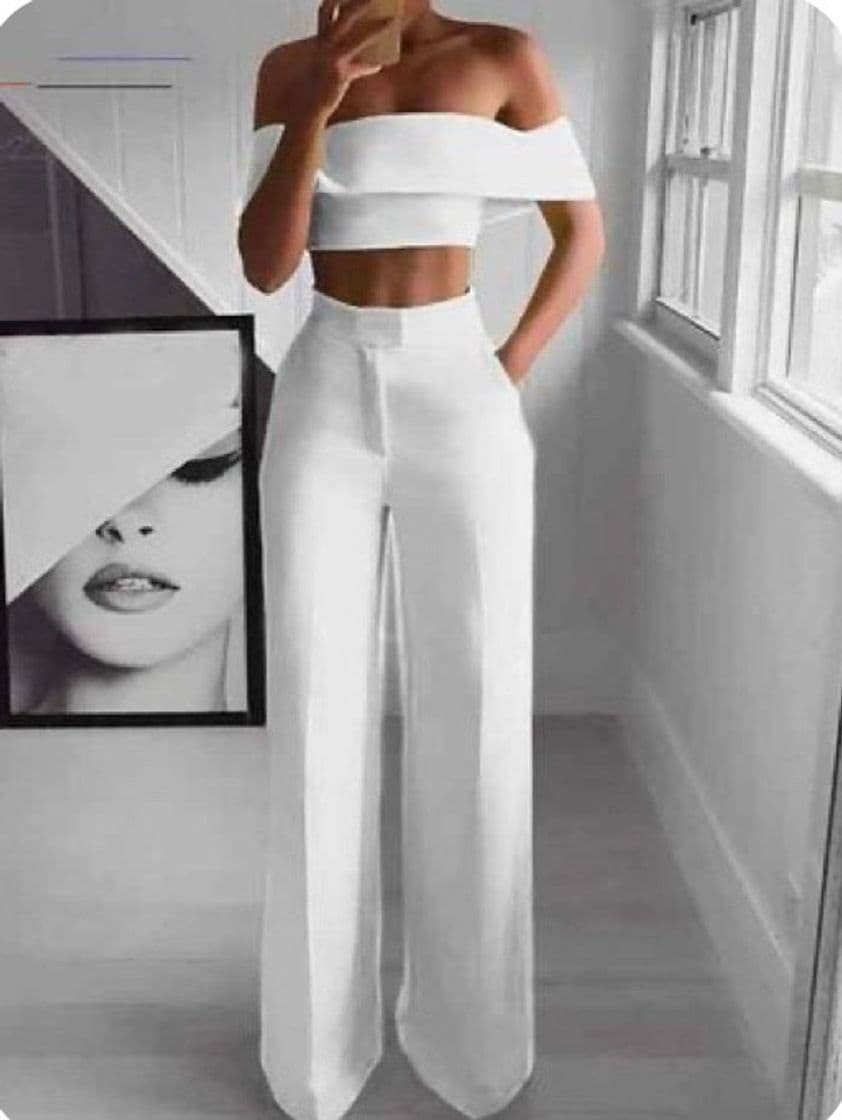 Fashion Conjunto calças e top branco 