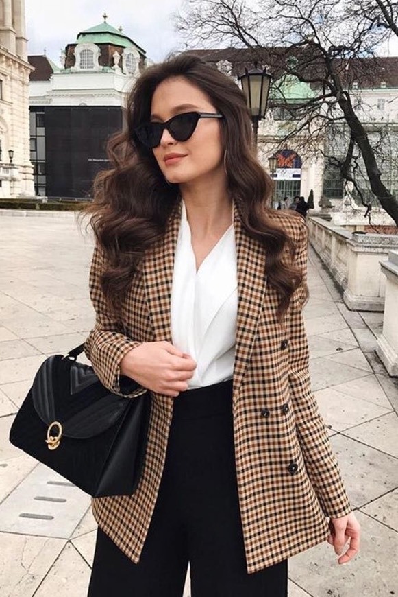 Fashion Brown Plaid Blazer