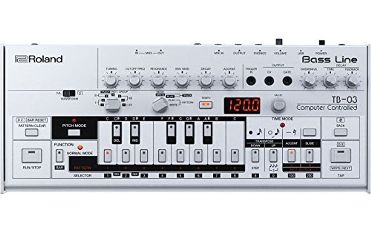 Lugar Roland tb-03 boutique bass line synthesizer.