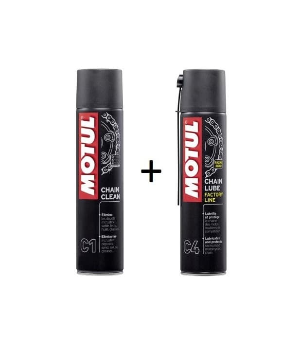 Product MOTUL Pack +ECONOMICO Spray Cadena C1 400ml Limpia C4 ENGRASE Special Carretera