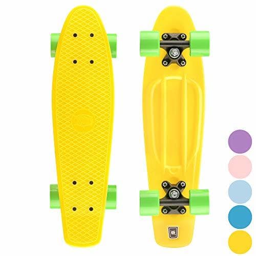 Fitness Xootz - Monopatín Cruiser Completo de plástico para niños, Estilo Vintage Amarillo