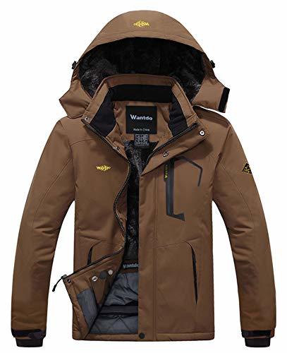 Moda Wantdo Chaqueta de Montaña Esquí Impermeable para Hombres Marrón Large