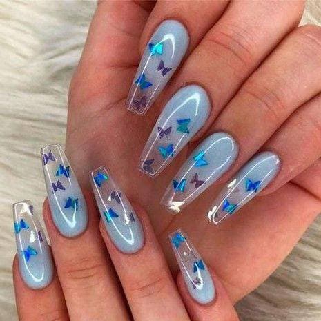 Moda Unhas azul