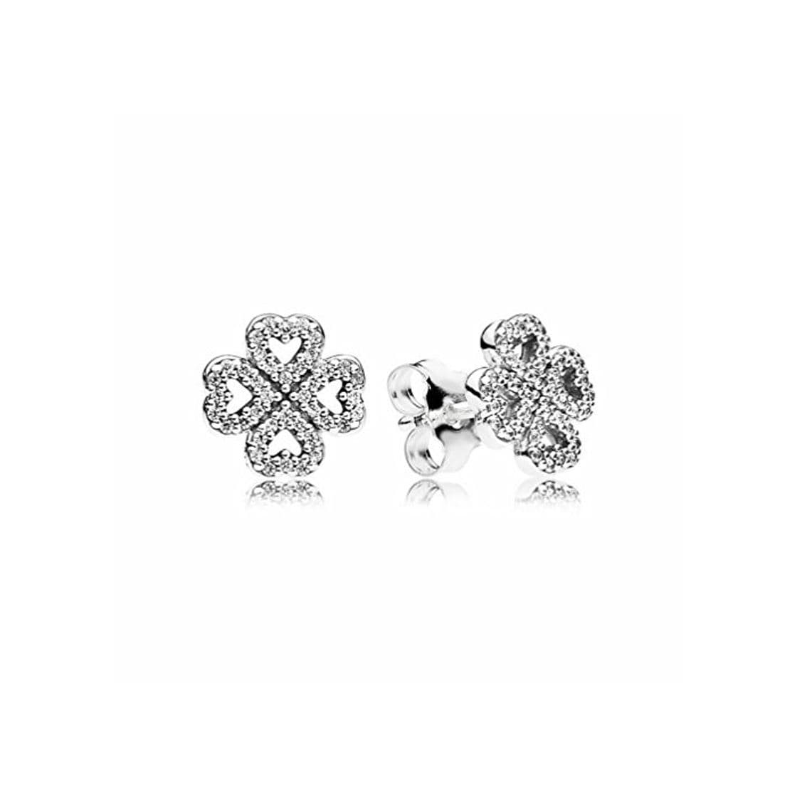 Fashion Pando de la mujer pétalos de amor plata pendientes studs con circonita