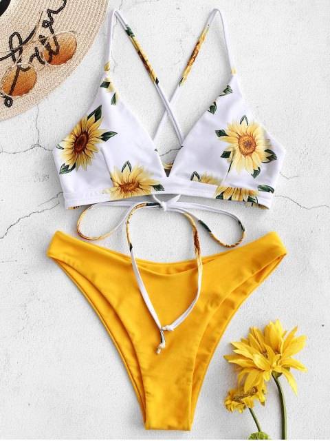 Producto ZAFUL Sunflower Criss Cross Bikini Set