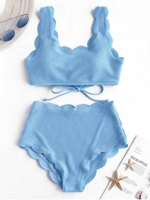 Producto ZAFUL Scalloped Textured High Waisted Bikini Set