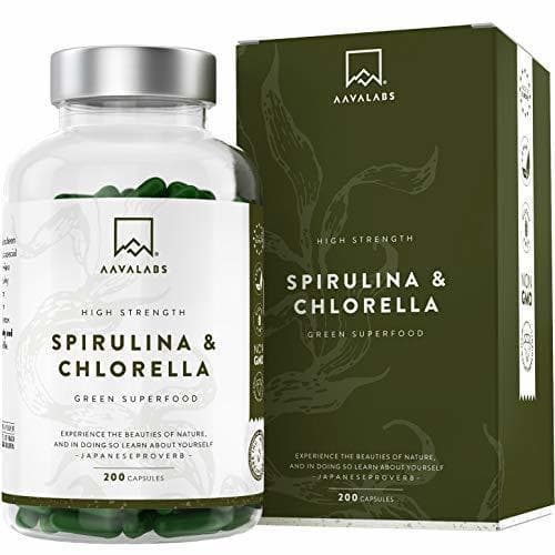 Belleza Cápsulas de Espirulina y Chlorella [1800 mg/Dosis Diaria] 200 Comprimidos - Fuente