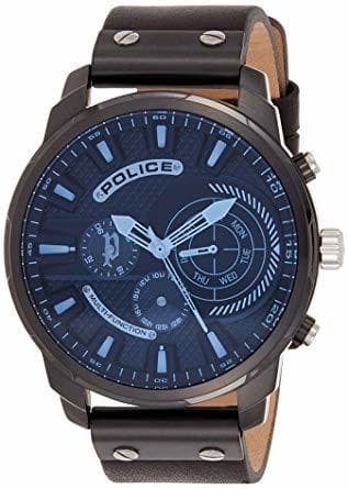 Moda Police Reloj Analógico para Hombre de Cuarzo con Correa en Cuero PL14835JSU.12