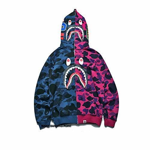 Moda yur67 Bape Color Matching Thin Section Printing Thin Section Couple Zipper Hooded