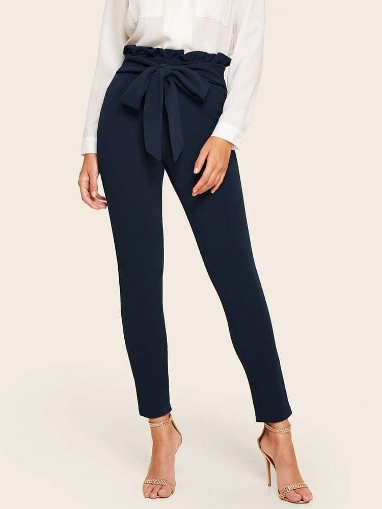 Product Tied Paperbag Waist Skinny Pants

