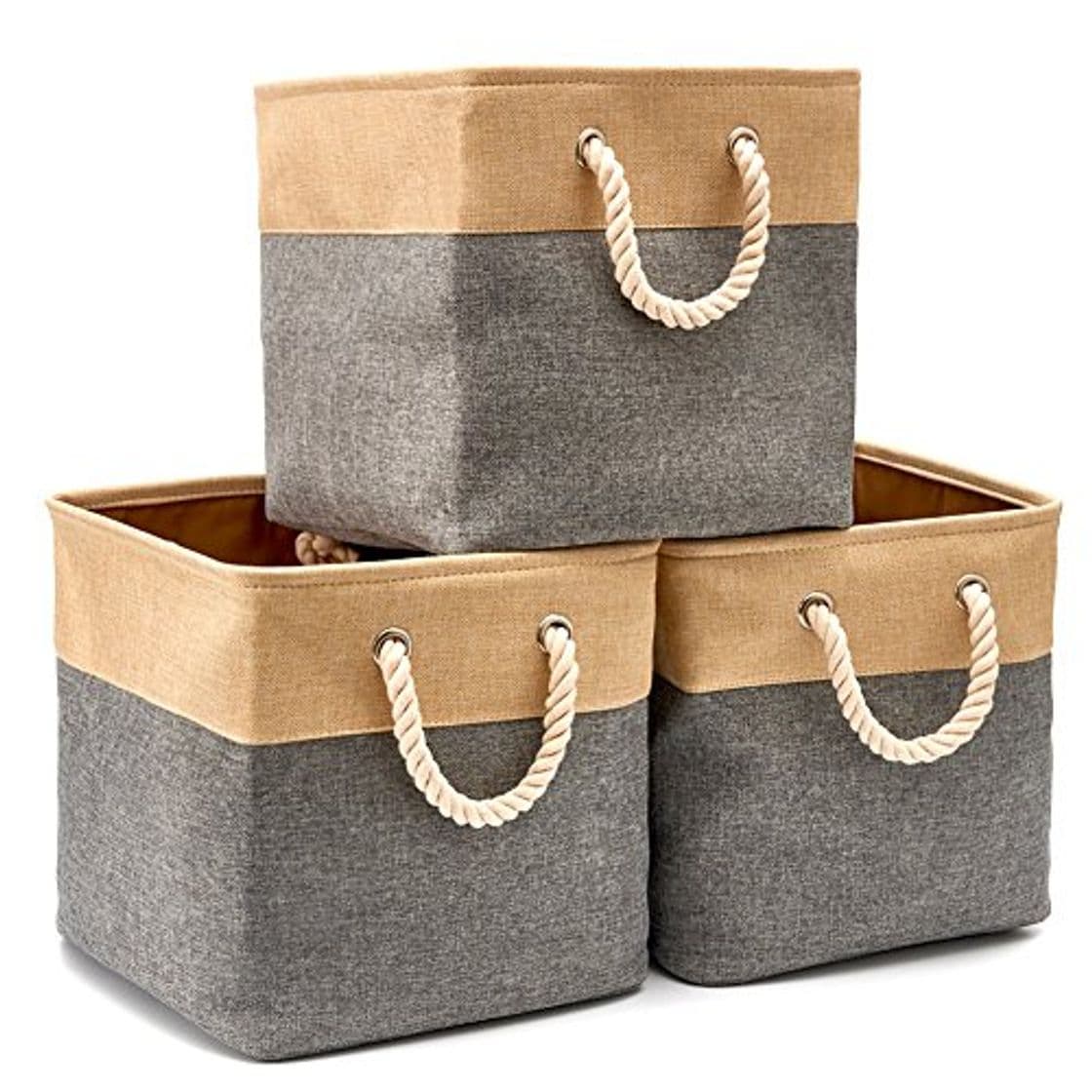 Producto EZOWare Cajas de Almacenaje, 3 Pcs Cesta Organizador Cubos de Tela Plegable