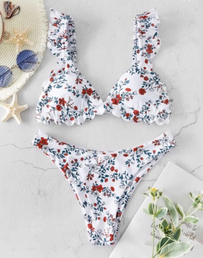 Product Bikini Branco Floral Zaful