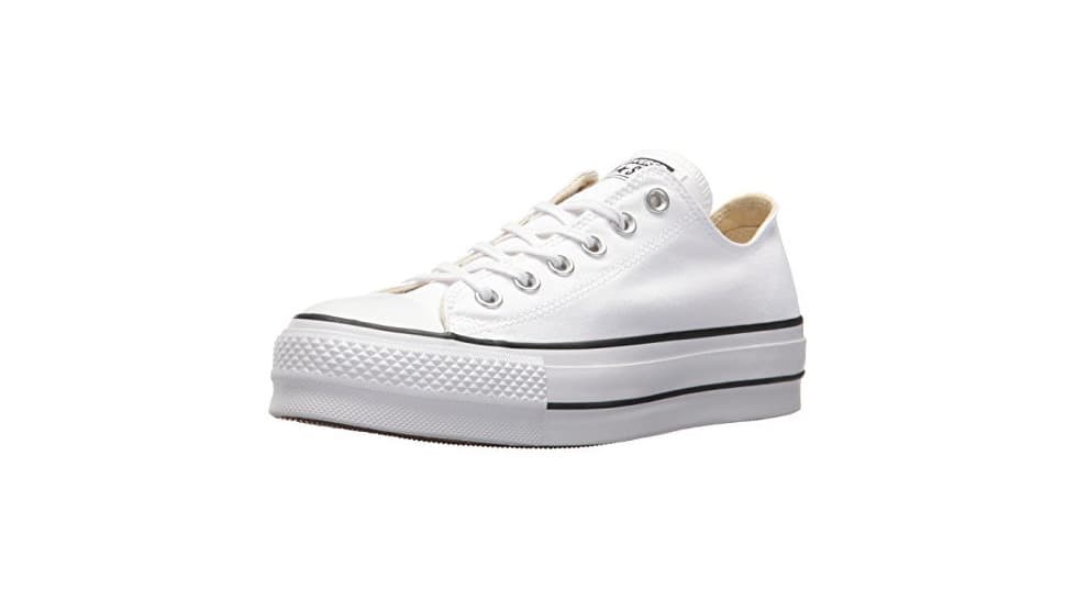 Fashion Converse Chuck Taylor CTAS Lift Ox Canvas, Zapatillas para Mujer, Blanco