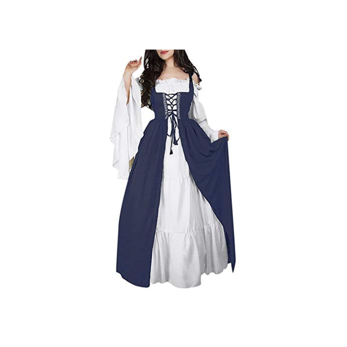 Product RISTHY Vestidos de Fiesta Gótico Mujeres Vestidos Medieval Vestidos Cosplay Manga Trompeta Retro Cuello Cuadrado Renacentista Princesa de Las Mujeres Vestidos Largos para Mujeres