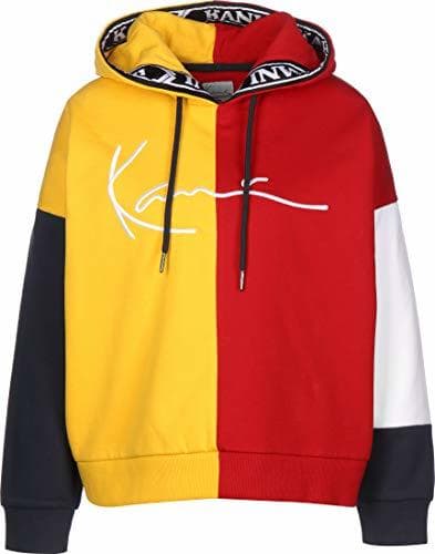 Moda Karl Kani AW19 - Karl Kani 6121977 Signature Tape Block Hoodie Yellow/Red