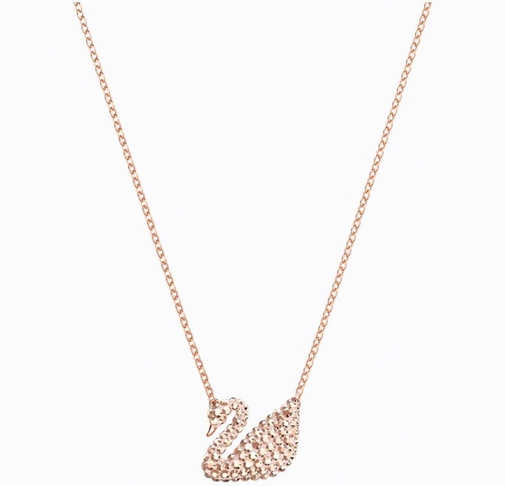 Moda Swarovski Iconic Swan Pendant, White, Rose-gold tone plated ...