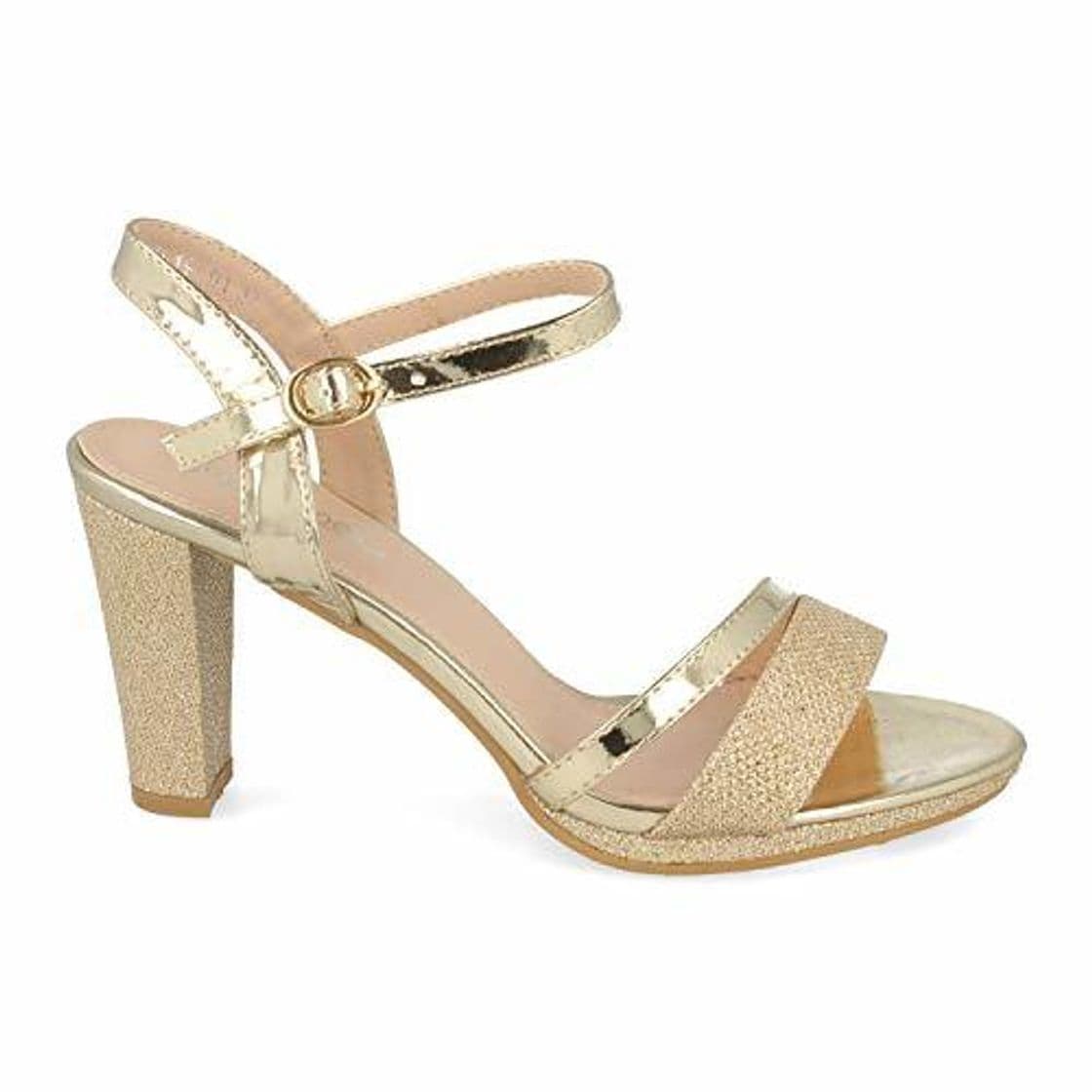 Lugar Sandalia de Mujer Ankle Strap con Tacon Cuadrado Alto