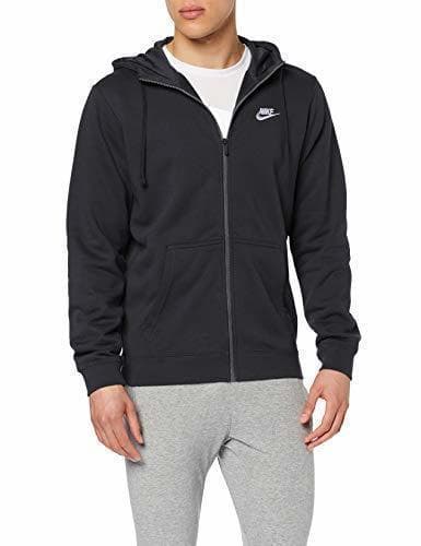 Fitness Nike Club Hoodie Ft Sudadera con Capucha y Cremallera Completa, Hombre, Negro