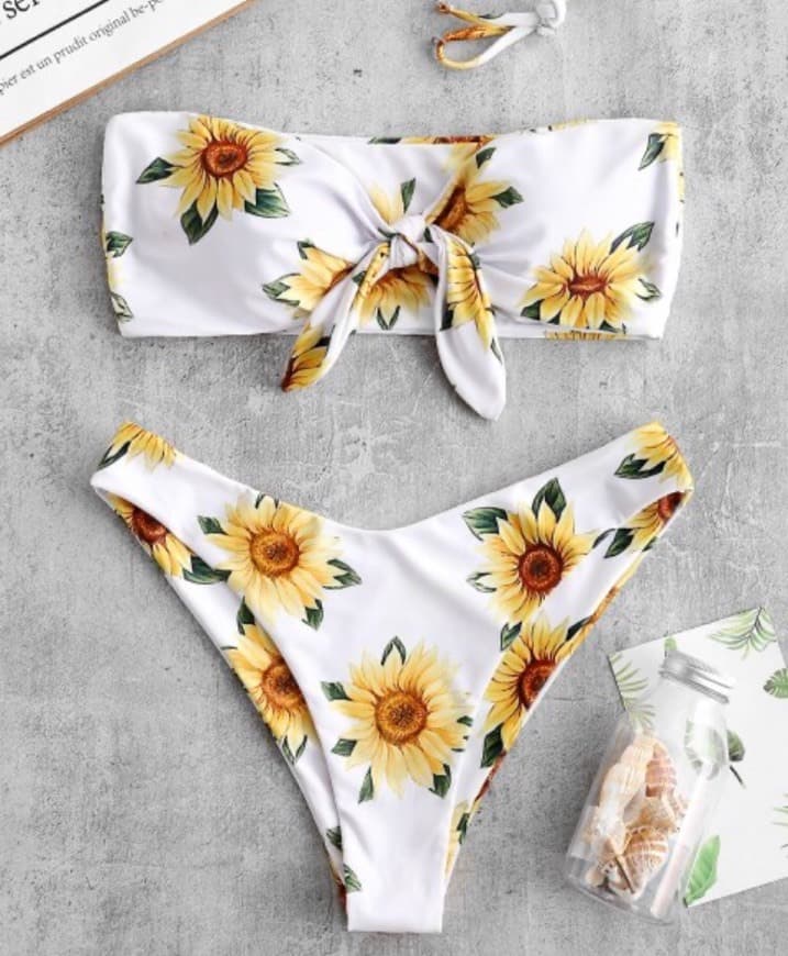 Product ZAFUL Knot Sunflower Print Bikini Set