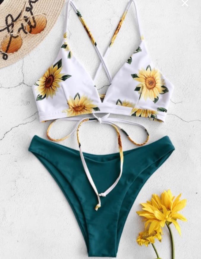 Product ZAFUL Sunflower Criss Cross Bikini Set 