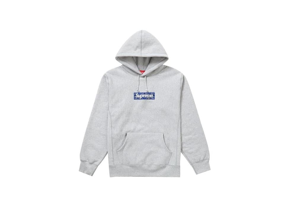 Product Supreme Bandana Box Logo Hooded Sweatshirt Heather Grey