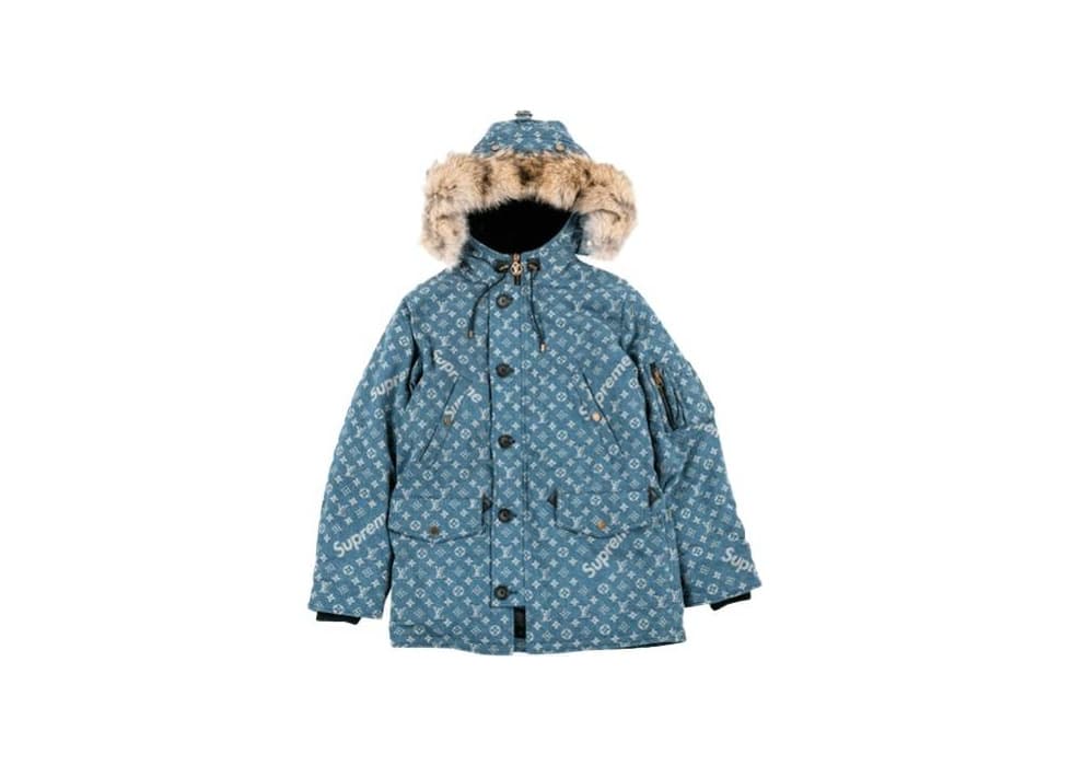 Product Supreme Louis Vuitton Jacquard Denim N-3B Parka Blue