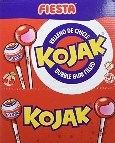 Product Fiesta Kojak Caramelo con Palo Relleno de Chicle Sabor Cereza