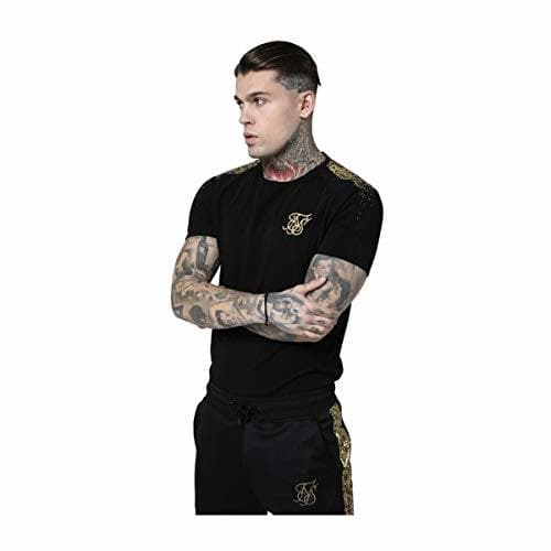 Moda Camiseta Siksilk Raglan Foil Black & Gold M