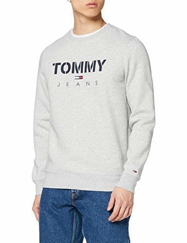 Moda Tommy Jeans TJM Novel Logo Crew Jersey de Deporte, Gris