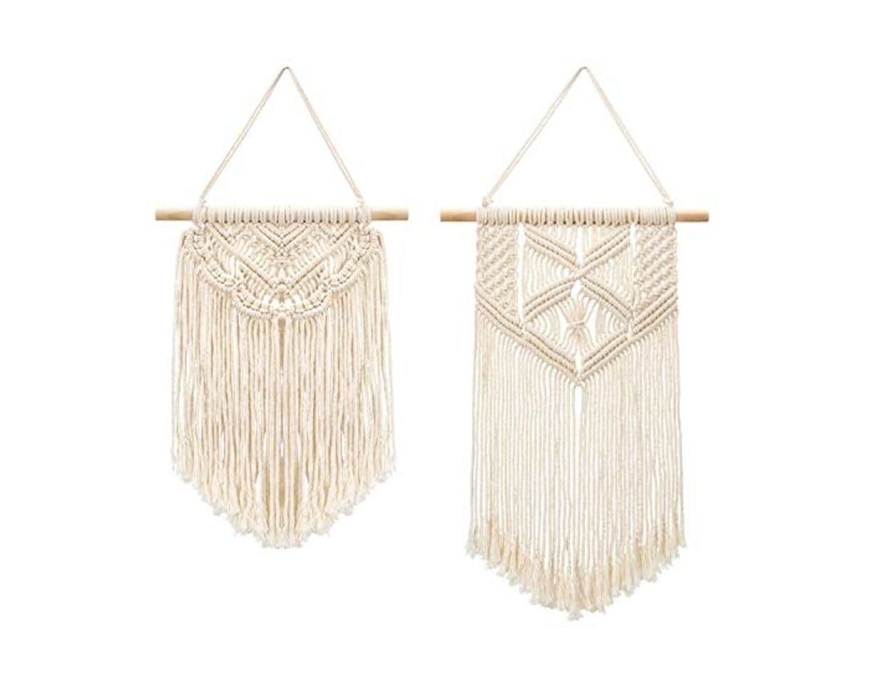 Home Mkouo 2 Pcs Macramé Colgar en la Pared Small Tapiz de Arte