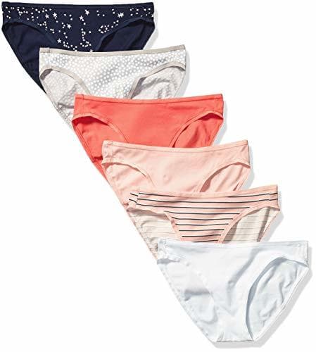 Place Amazon Essentials 6-Pack Cotton Bikini Underwear, Stars & Dots, US S