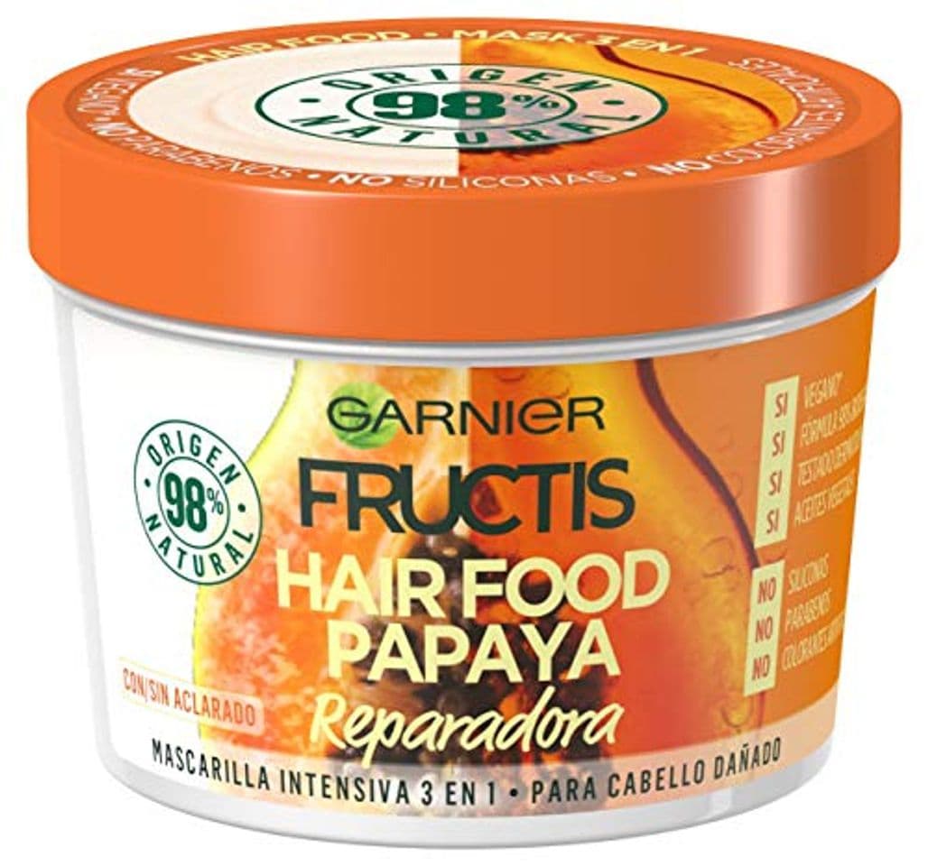 Belleza Garnier Fructis Hair Food Papaya Mascarilla 3 en 1-390 ml