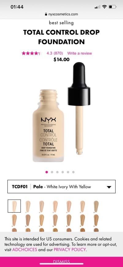 Product Nyx Total Control Foundation