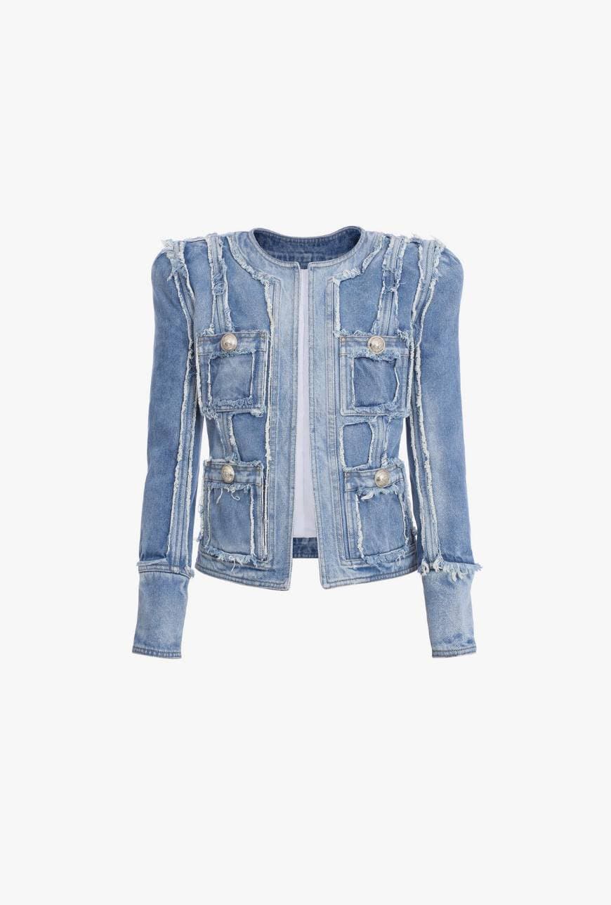 Producto Blue denim patchwork jacket

