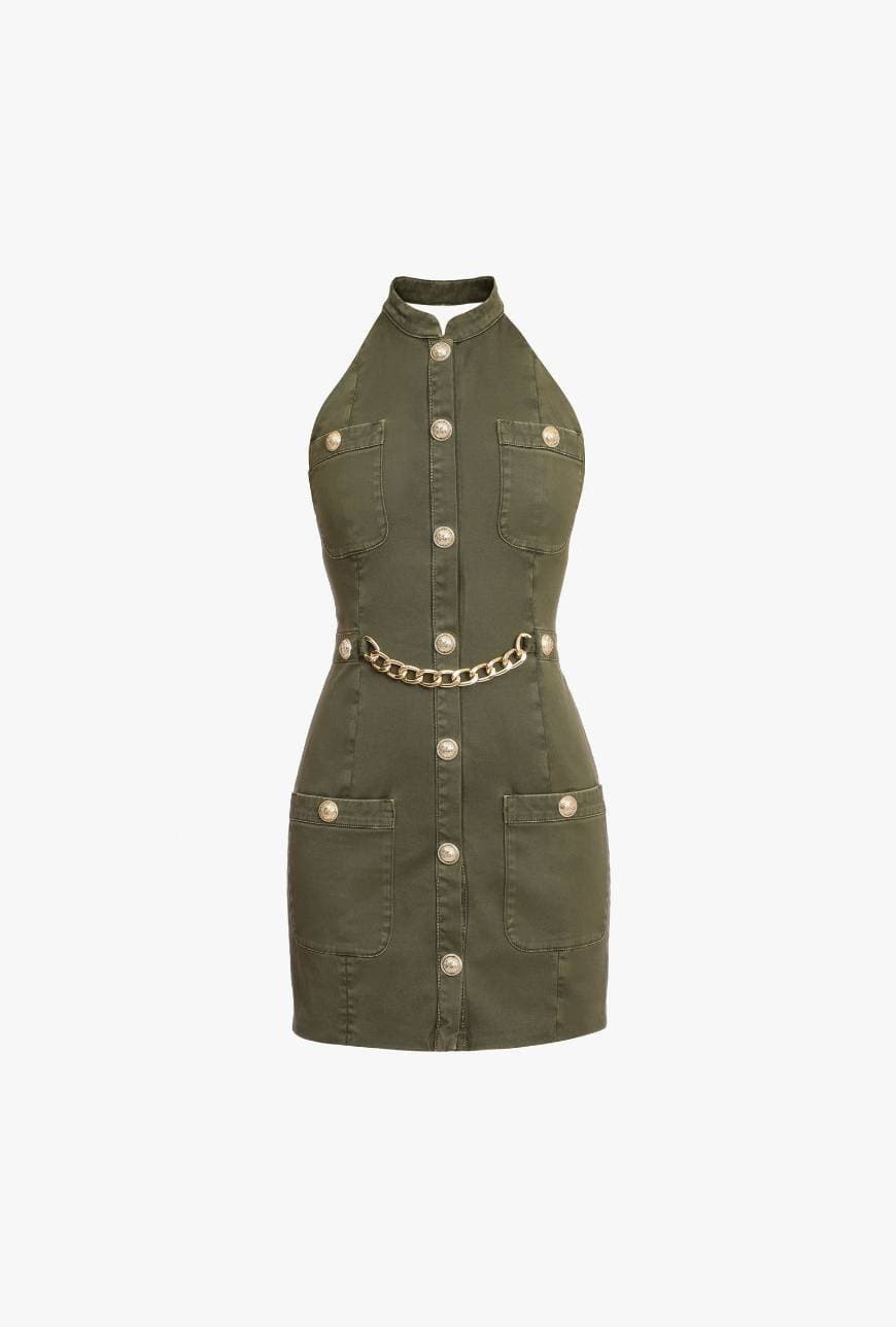 Moda 
Khaki cotton military dress