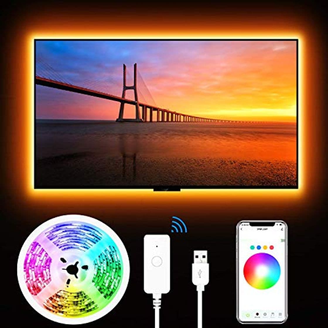 Producto Tiras Led RGB Inteligente, Gosund, para TV Gaming, con Autoadhesiva 3M, Compatir