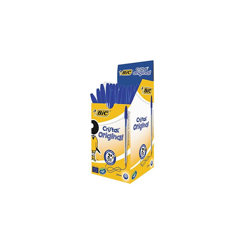 Product BIC Cristal Original - Caja de 50 unidades, bolígrafos punta media