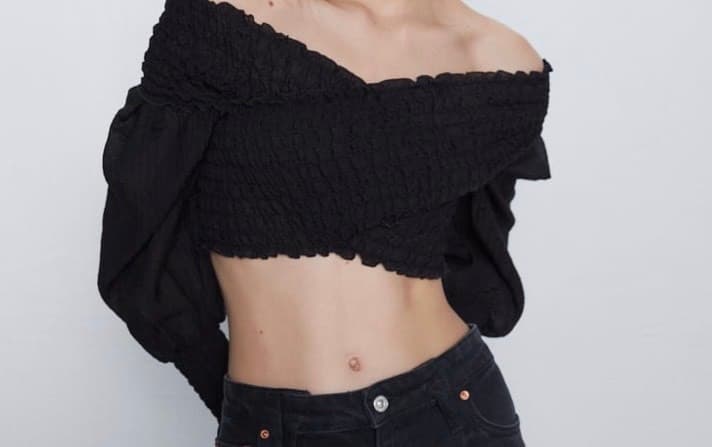 Fashion Blusa Cropped com elásticos 