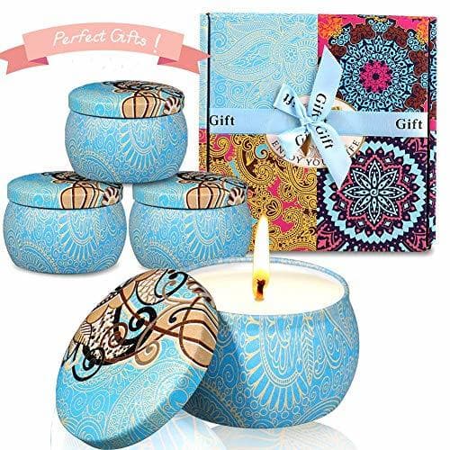 Producto ESOLOM Velas perfumadas 4 Piezas Lavanda Higo Mediterráneo Primavera Fresca Velas de