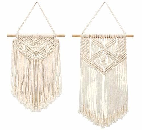 Home Mkouo 2 Pcs Macramé Colgar en la Pared Small Tapiz de Arte