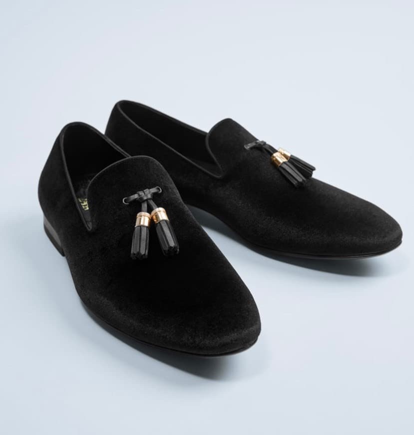 Moda Mocassim veludo (preto)