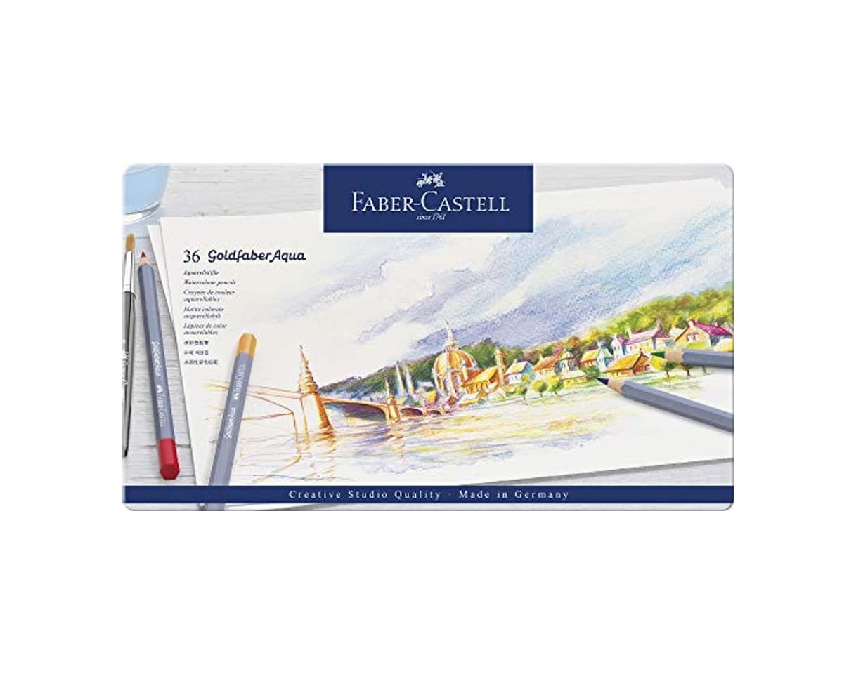 Producto Faber-Castell 114636 - Estuche de metal con 36 ecolápices acuarelables hexagonales Goldfaber